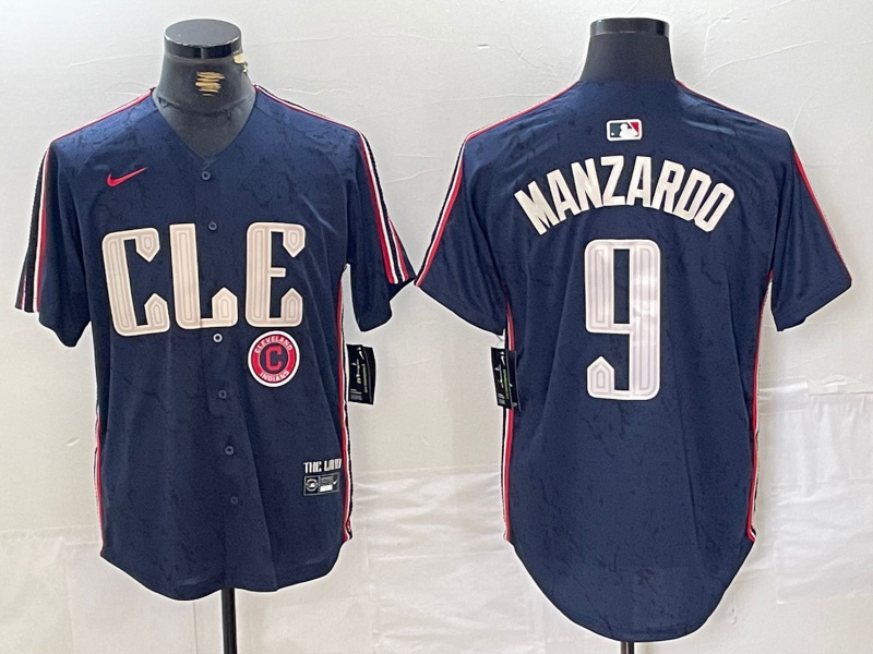 Men's Cleveland Guardians #9 Kyle Manzardo Navy 2024 City Connect Limited Stitched Baseball Jersey 2 Men's Cleveland Guardians #9 Kyle Manzardo Navy 2024 City Connect Limited Stitched Baseball Jersey 2