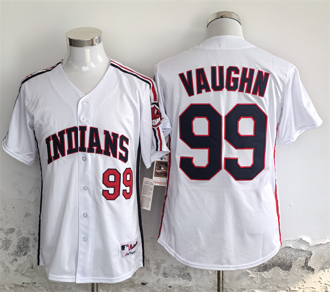 Men's Cleveland Guardians #99 Ricky Vaughn White Stitched Baseball Jersey1