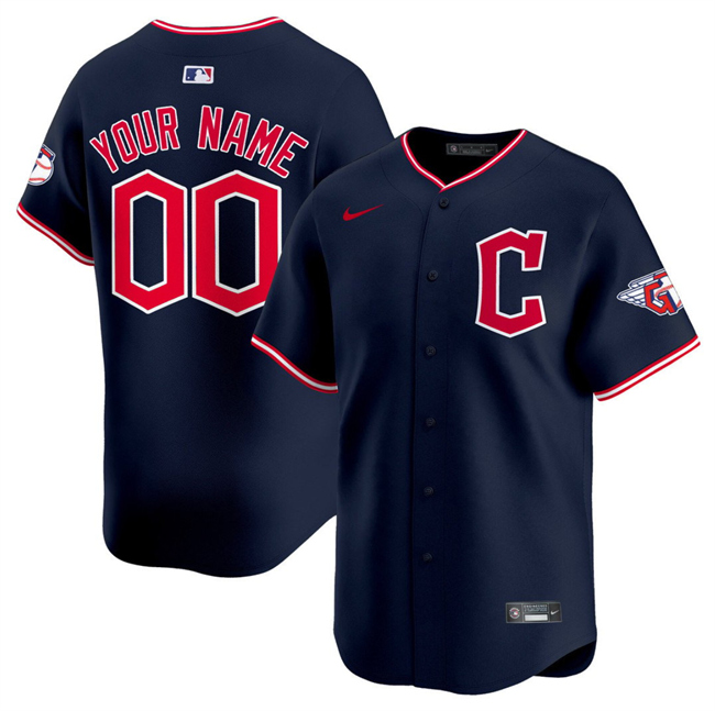Men's Cleveland Guardians Active Player Custom Navy 2025 Alternate Limited Stitched Baseball Jersey Men's Cleveland Guardians Active Player Custom Navy 2025 Alternate Limited Stitched Baseball Jersey