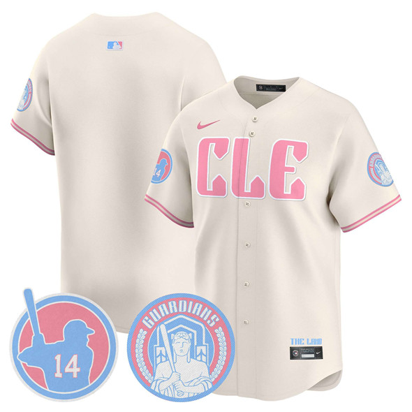 Men's Cleveland Guardians Blank Cream Bubblegum Pink 2025 Vapor Limited Stitched Baseball Jersey Men's Cleveland Guardians Blank Cream Bubblegum Pink 2025 Vapor Limited Stitched Baseball Jersey