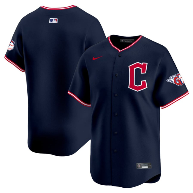 Men's Cleveland Guardians Blank Navy 2025 Alternate Limited Stitched Baseball Jersey Men's Cleveland Guardians Blank Navy 2025 Alternate Limited Stitched Baseball Jersey
