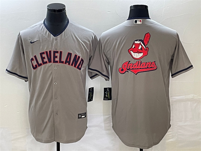 Men's Cleveland Guardians Grey Team Big Logo Cool Base Stitched Jersey Men's Cleveland Guardians Grey Team Big Logo Cool Base Stitched Jersey