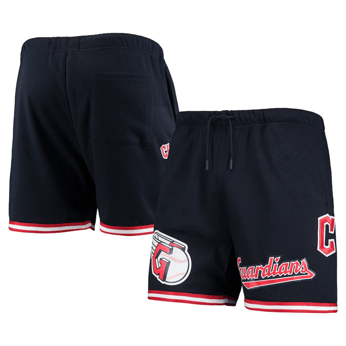 Men's Cleveland Guardians Navy Team Logo Mesh Shorts Men's Cleveland Guardians Navy Team Logo Mesh Shorts
