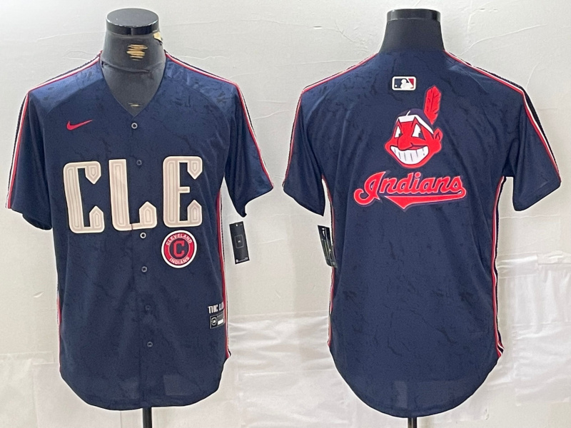 Men's Cleveland Guardians Team Big Logo Navy 2024 City Connect Stitched Baseball Jersey(Run Small) 2 Men's Cleveland Guardians Team Big Logo Navy 2024 City Connect Stitched Baseball Jersey(Run Small) 2