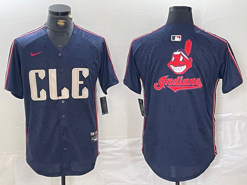 Men's Cleveland Guardians Team Big Logo Navy 2024 City Connect Stitched Baseball Jersey(Run Small) 5 Men's Cleveland Guardians Team Big Logo Navy 2024 City Connect Stitched Baseball Jersey(Run Small) 5