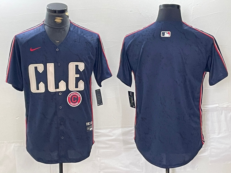 Men's Cleveland Guardians Team Big Logo Navy 2024 City Connect Stitched Baseball Jersey(Run Small) 6 Men's Cleveland Guardians Team Big Logo Navy 2024 City Connect Stitched Baseball Jersey(Run Small) 6