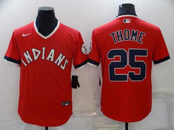 Men's Cleveland Indians #25 Jim Thome Red Stitched Baseball Jersey Men's Cleveland Indians #25 Jim Thome Red Stitched Baseball Jersey