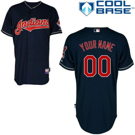 Men's Cleveland Indians Navy Blue Customized Jersey Men's Cleveland Indians Navy Blue Customized Jersey