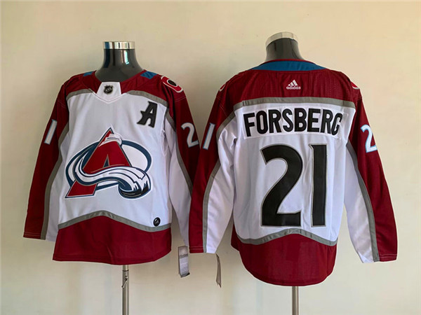 Men's Colorado Avalanche #21 Peter Forsberg White Stitched Jersey Men's Colorado Avalanche #21 Peter Forsberg White Stitched Jersey