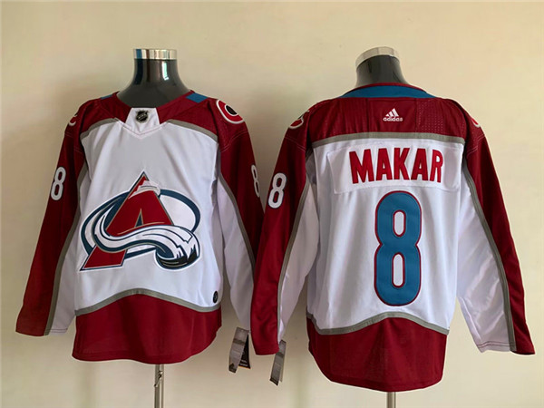 Men's Colorado Avalanche #8 Cale Makar White Stitched NHL Jersey Men's Colorado Avalanche #8 Cale Makar White Stitched NHL Jersey