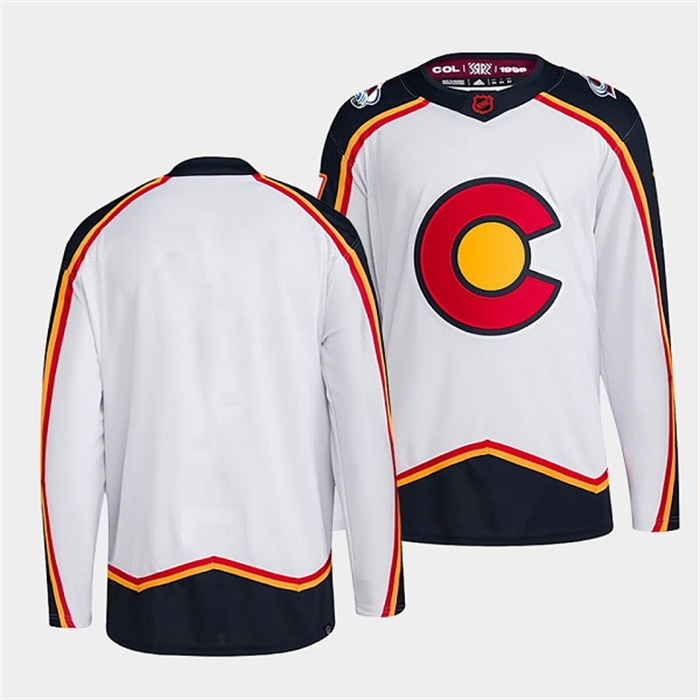 Men's Colorado Avalanche Blank White 2022-23 Reverse Retro Stitched Jersey Men's Colorado Avalanche Blank White 2022-23 Reverse Retro Stitched Jersey