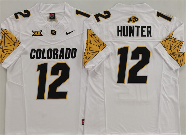 Men's Colorado Buffaloes #12 Travis Hunter White With XII Patch 2025 F.U.S.E Stitched Football Jersey