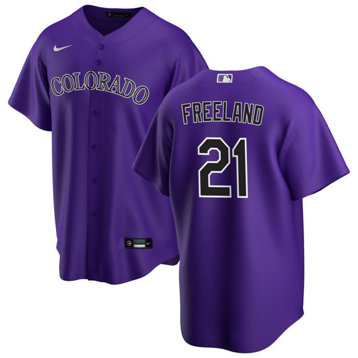 Men's Colorado Rockies #21 Kyle Freeland Purple Stitched Baseball Jersey Men's Colorado Rockies #21 Kyle Freeland Purple Stitched Baseball Jersey