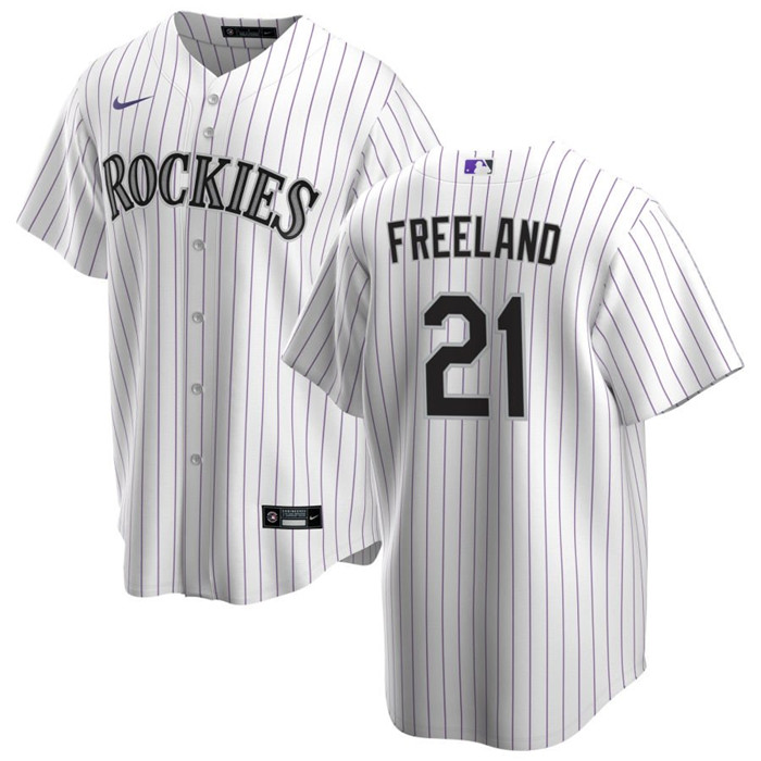 Men's Colorado Rockies #21 Kyle Freeland White Stitched Baseball Jersey Men's Colorado Rockies #21 Kyle Freeland White Stitched Baseball Jersey