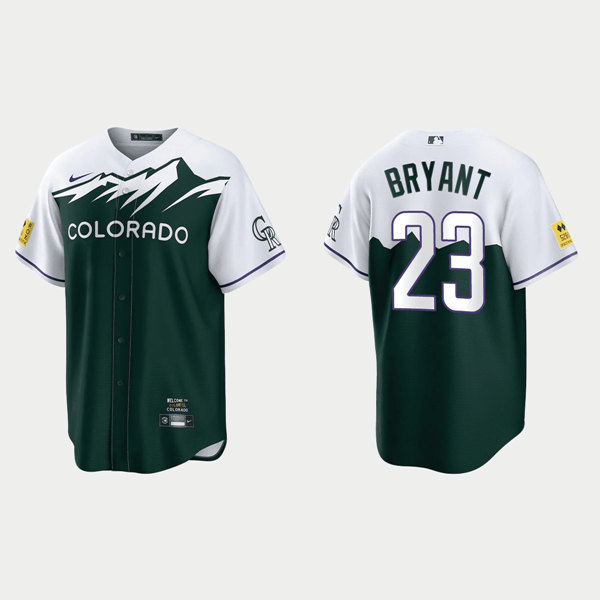 Men's Colorado Rockies #23 Kris Bryant 2022 Green City Connect Stitched Baseball Jersey Men's Colorado Rockies #23 Kris Bryant 2022 Green City Connect Stitched Baseball Jersey