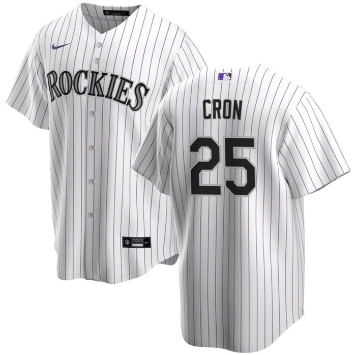 Men's Colorado Rockies #25 C.J. Cron White Stitched Baseball Jersey Men's Colorado Rockies #25 C.J. Cron White Stitched Baseball Jersey