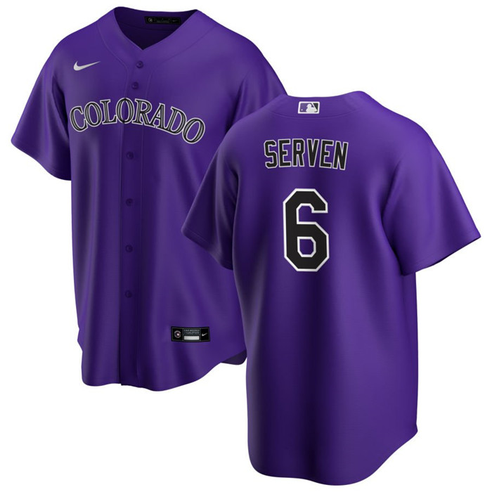 Men's Colorado Rockies #6 Brian Serven Purple Stitched Baseball Jersey Men's Colorado Rockies #6 Brian Serven Purple Stitched Baseball Jersey