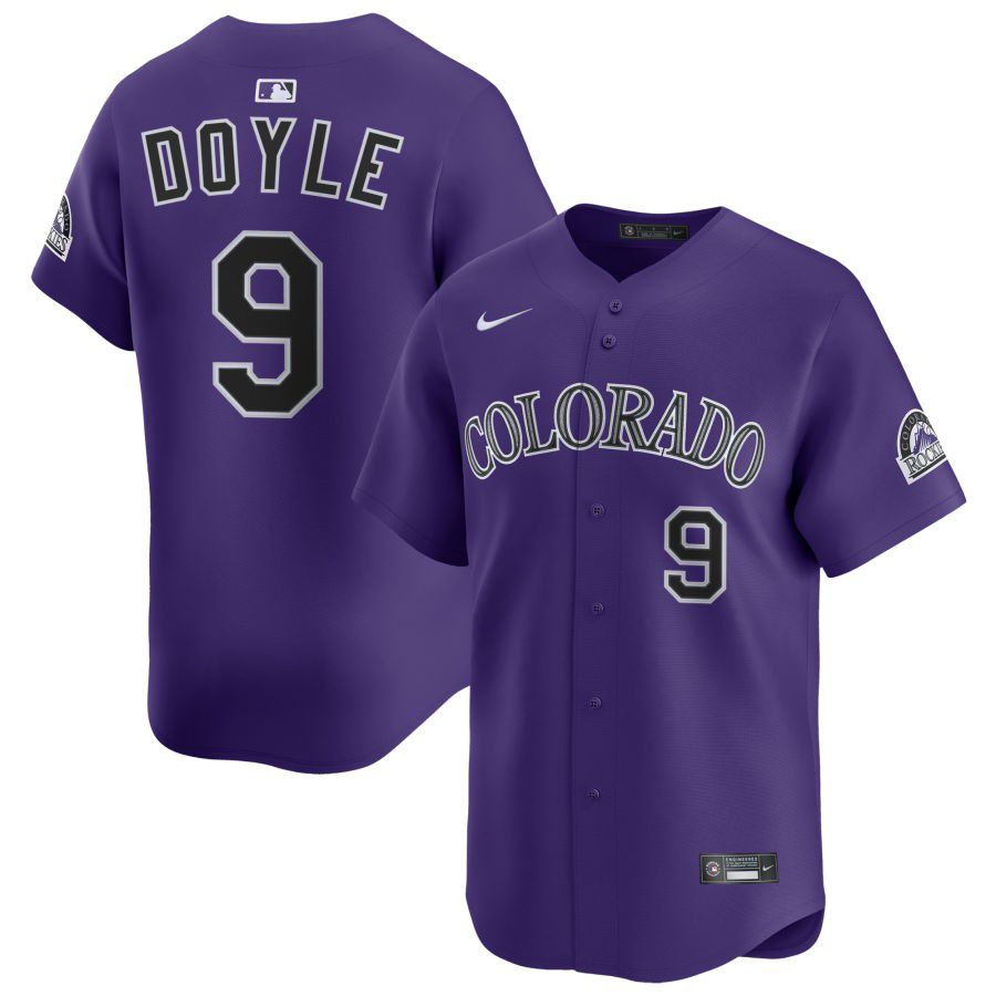 Men's Colorado Rockies #9 Brenton Doyle Purple Limited Stitched Baseball Jersey Men's Colorado Rockies #9 Brenton Doyle Purple Limited Stitched Baseball Jersey