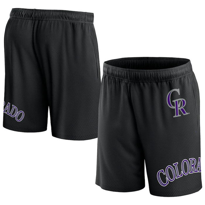 Men's Colorado Rockies Black Clincher Mesh Shorts Men's Colorado Rockies Black Clincher Mesh Shorts