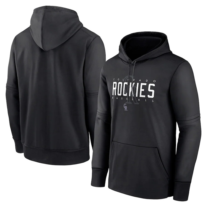 Men's Colorado Rockies Black Pregame Performance Pullover Hoodie Men's Colorado Rockies Black Pregame Performance Pullover Hoodie
