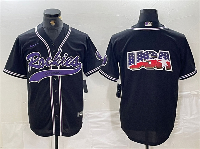 Men's Colorado Rockies Black Team Big Logo Cool Base Stitched Baseball Jersey Men's Colorado Rockies Black Team Big Logo Cool Base Stitched Baseball Jersey
