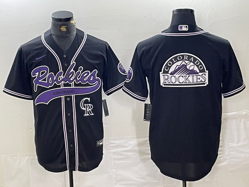 Men's Colorado Rockies Black Team Big Logo Cool Base Stitched Baseball JerseyS 11 Men's Colorado Rockies Black Team Big Logo Cool Base Stitched Baseball JerseyS 11