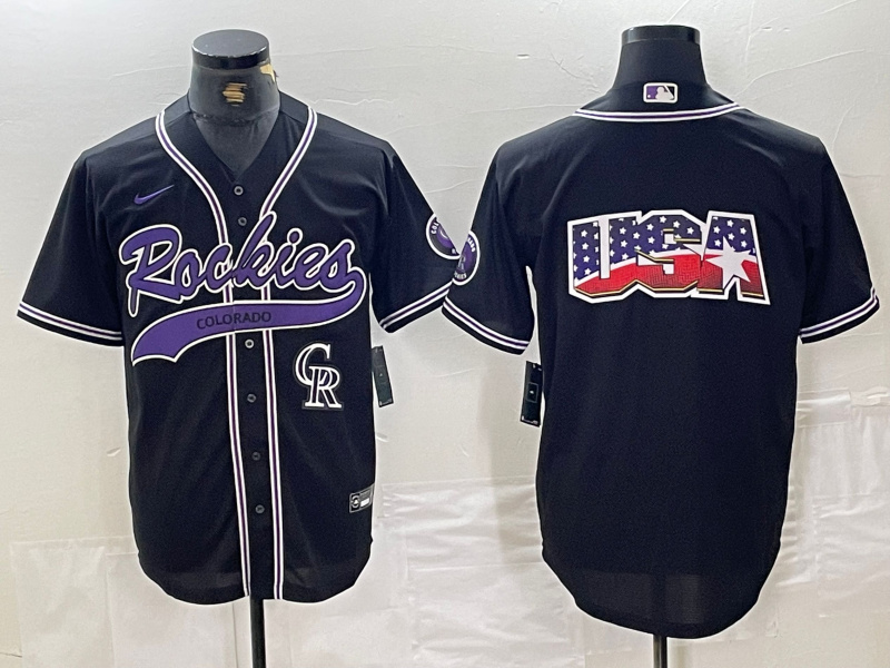 Men's Colorado Rockies Black Team Big Logo Cool Base Stitched Baseball JerseyS 2 Men's Colorado Rockies Black Team Big Logo Cool Base Stitched Baseball JerseyS 2