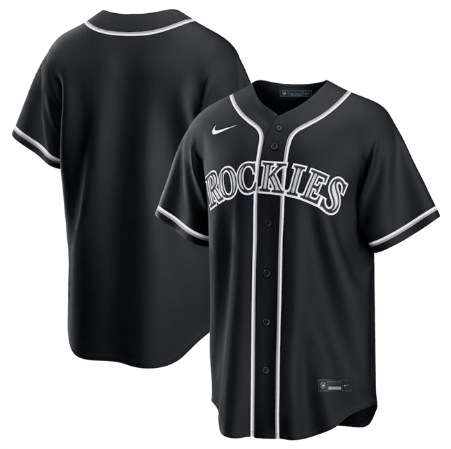 Men's Colorado Rockies Blank 2026 Fashion Replica Black Out Stitched Baseball Jersey Men's Colorado Rockies Blank 2026 Fashion Replica Black Out Stitched Baseball Jersey