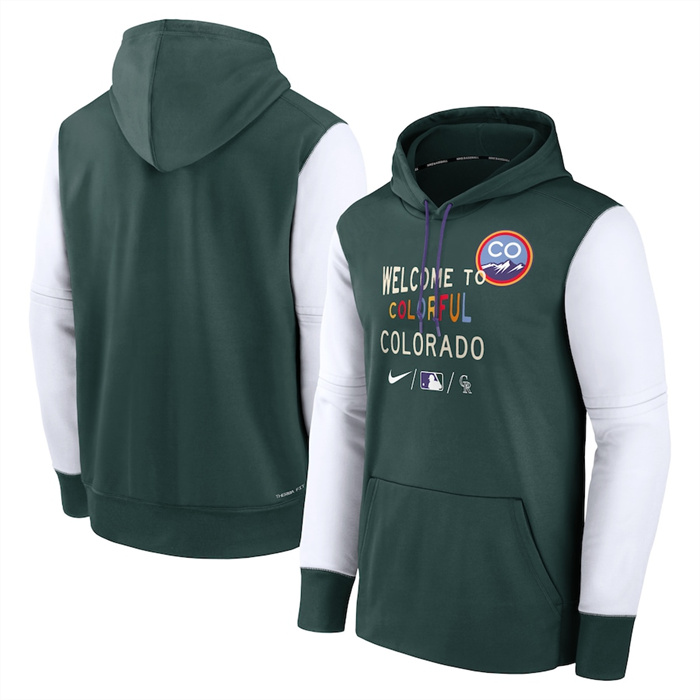 Men's Colorado Rockies Green 2022 City Connect Therma Performance Pullover Hoodie Men's Colorado Rockies Green 2022 City Connect Therma Performance Pullover Hoodie