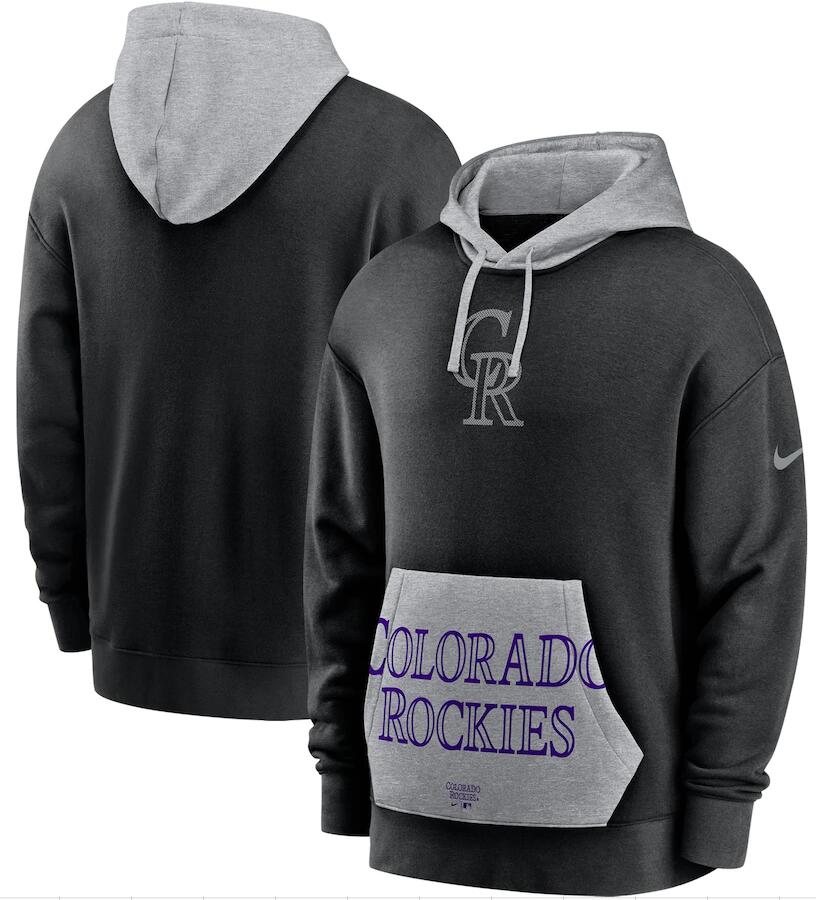 Men's Colorado Rockies Nike Black Heritage Tri Blend Pullover Hoodie Men's Colorado Rockies Nike Black Heritage Tri Blend Pullover Hoodie