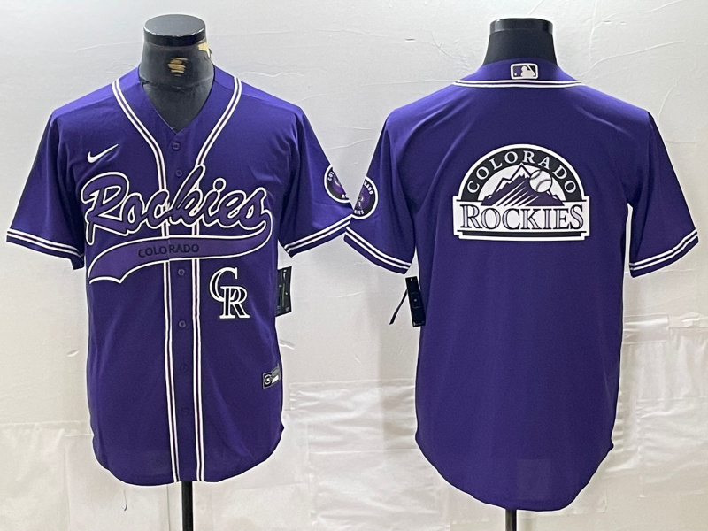 Men's Colorado Rockies Purple Team Big Logo Cool Base Stitched Baseball Jersey 1 Men's Colorado Rockies Purple Team Big Logo Cool Base Stitched Baseball Jersey 1