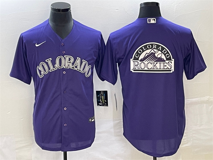 Men's Colorado Rockies Purple Team Big Logo Stitched Baseball Jersey Men's Colorado Rockies Purple Team Big Logo Stitched Baseball Jersey