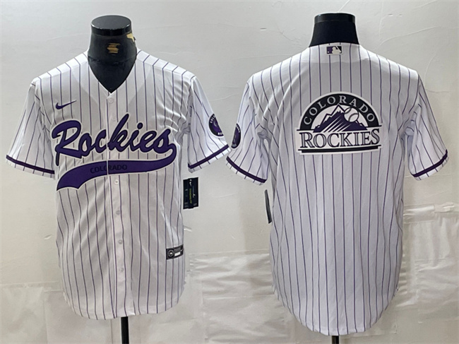 Men's Colorado Rockies White Team Big Logo Cool Base Stitched Baseball Jerseys Men's Colorado Rockies White Team Big Logo Cool Base Stitched Baseball Jerseys