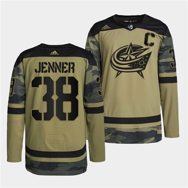 Men's Columbus Blue Jackets #38 Boone Jenner 2022 Camo Military Appreciation Night Stitched Jersey Men's Columbus Blue Jackets #38 Boone Jenner 2022 Camo Military Appreciation Night Stitched Jersey