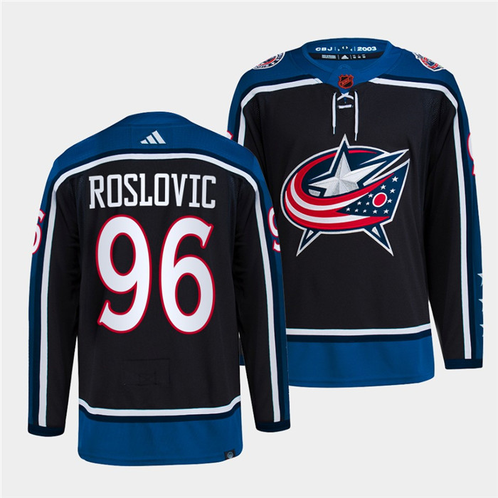 Men's Columbus Blue Jackets #96 Jack Roslovic Navy 2022 Reverse Retro Stitched Jersey Men's Columbus Blue Jackets #96 Jack Roslovic Navy 2022 Reverse Retro Stitched Jersey