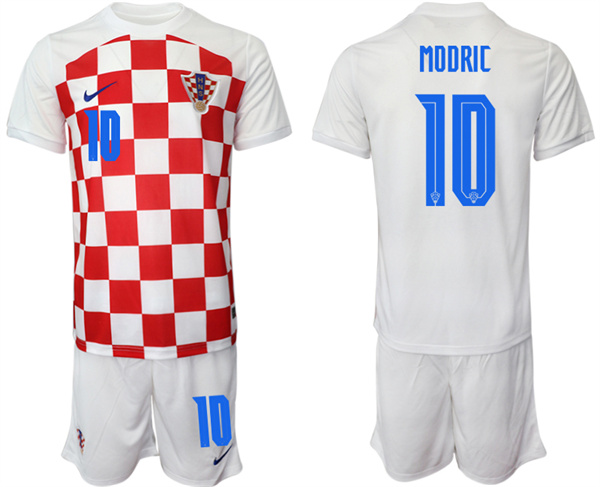Men's Croatia #10 Modric White Home Soccer Jersey Suit