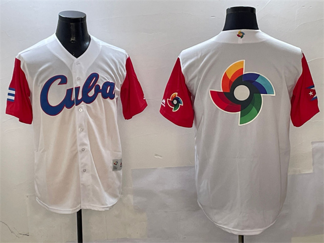 Men's Cuba Baseball White World Baseball Big Logo Classic Stitched Jersey Men's Cuba Baseball White World Baseball Big Logo Classic Stitched Jersey
