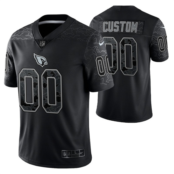 Men's Custom Arizona Cardinals Black Reflective Limited Stitched Football Jersey Men's Custom Arizona Cardinals Black Reflective Limited Stitched Football Jersey