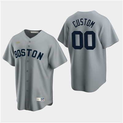 Men's Custom Boston Red Sox Gray Road Cooperstown Collection Nike Jersey Men's Custom Boston Red Sox Gray Road Cooperstown Collection Nike Jersey