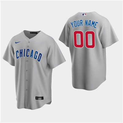Men's Custom Chicago Cubs Gray Road Replica Jersey Men's Custom Chicago Cubs Gray Road Replica Jersey