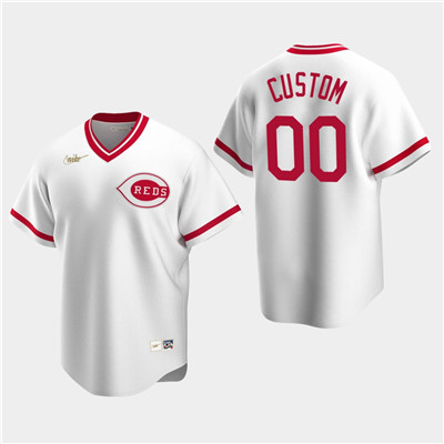 Men's Custom Cincinnati Reds White Home Cooperstown Collection Nike Jersey Men's Custom Cincinnati Reds White Home Cooperstown Collection Nike Jersey