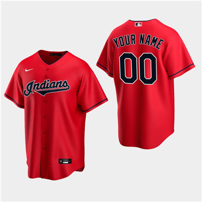 Men's Custom Cleveland Indians Red Alternate Replica Jersey Men's Custom Cleveland Indians Red Alternate Replica Jersey
