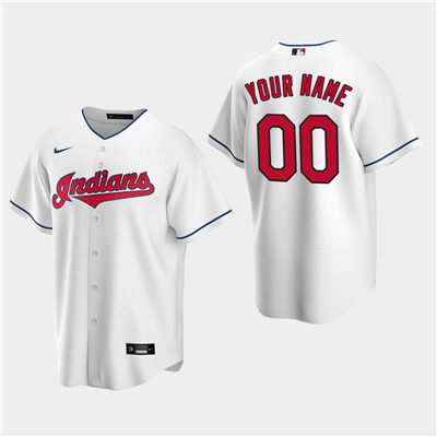 Men's Custom Cleveland Indians White Home Replica Jersey Men's Custom Cleveland Indians White Home Replica Jersey