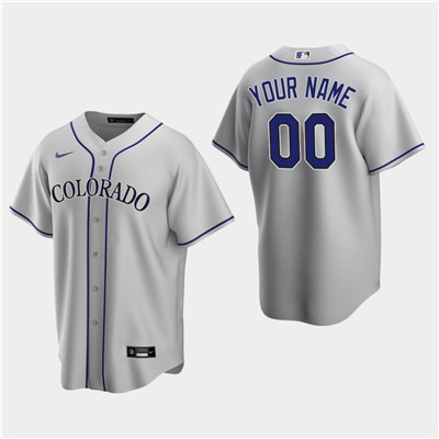 Men's Custom Colorado Rockies Gray Road Replica Jersey Men's Custom Colorado Rockies Gray Road Replica Jersey