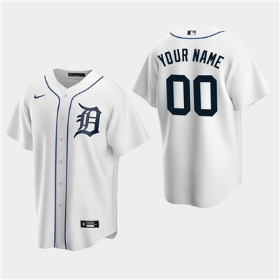 Men's Custom Detroit Tigers White Home Replica Jersey Men's Custom Detroit Tigers White Home Replica Jersey