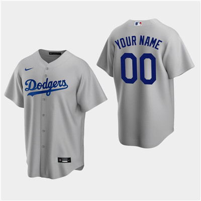 Men's Custom Los Angeles Dodgers Gray Alternate Replica Jersey Men's Custom Los Angeles Dodgers Gray Alternate Replica Jersey