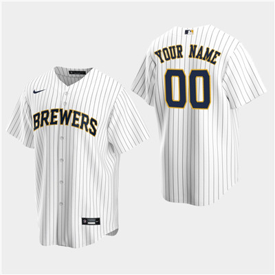 Men's Custom Milwaukee Brewers White Alternate Replica Jersey Men's Custom Milwaukee Brewers White Alternate Replica Jersey