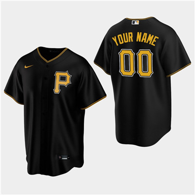 Men's Custom Pittsburgh Pirates Black Alternate Replica Jersey Men's Custom Pittsburgh Pirates Black Alternate Replica Jersey