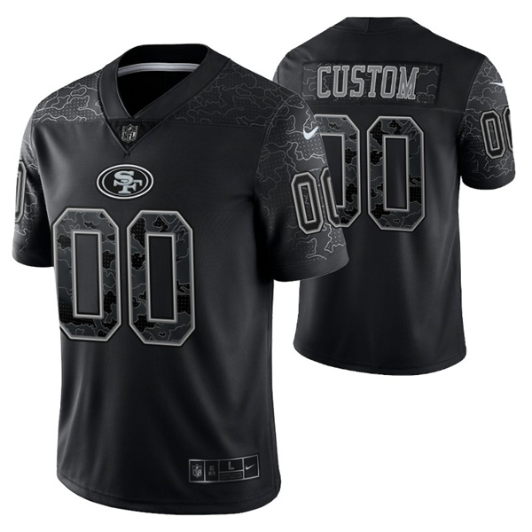 Men's Custom San Francisco 49ers Black Reflective Limited Stitched Football Jersey Men's Custom San Francisco 49ers Black Reflective Limited Stitched Football Jersey