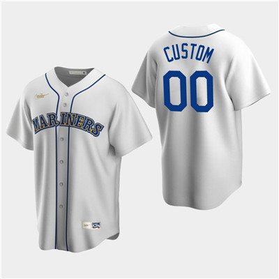 Men's Custom Seattle Mariners White Home Cooperstown Collection Nike Jersey Men's Custom Seattle Mariners White Home Cooperstown Collection Nike Jersey